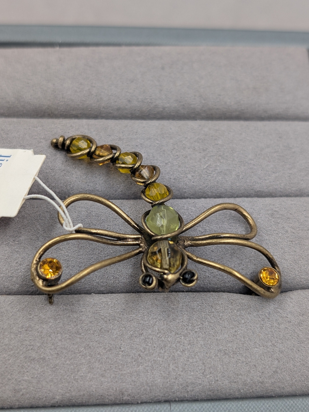 Retired Lia Sophia Aspire Dragonfly Brooch Amber Crystal NWT | M173